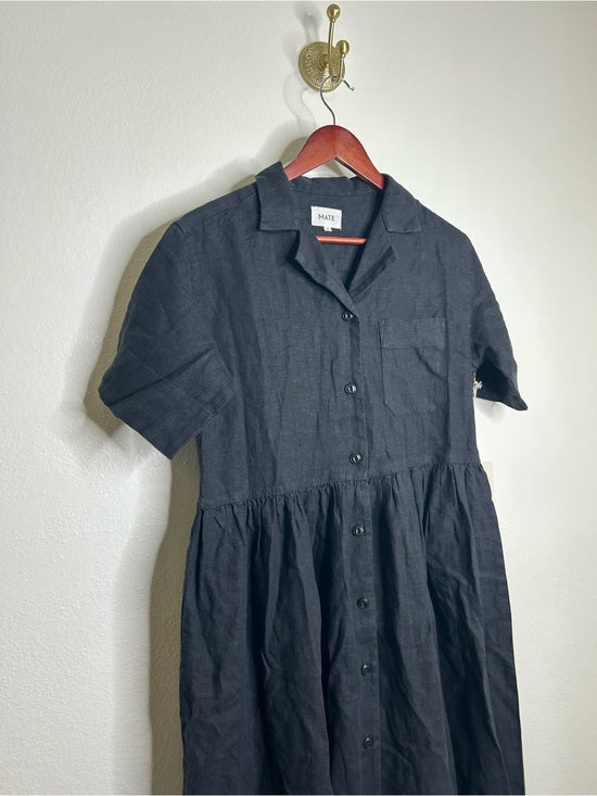 MATE The Label 100% Organic Linen Shirt Dress in Jet Black