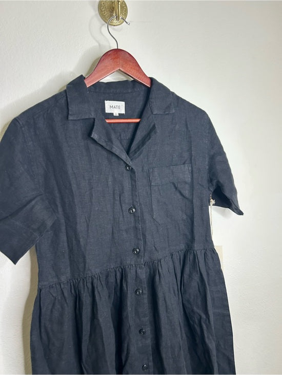 MATE The Label 100% Organic Linen Shirt Dress in Jet Black