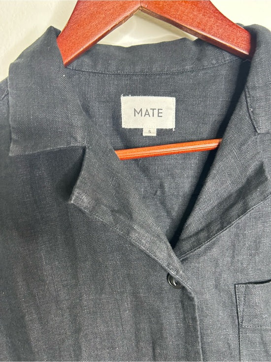 MATE The Label 100% Organic Linen Shirt Dress in Jet Black