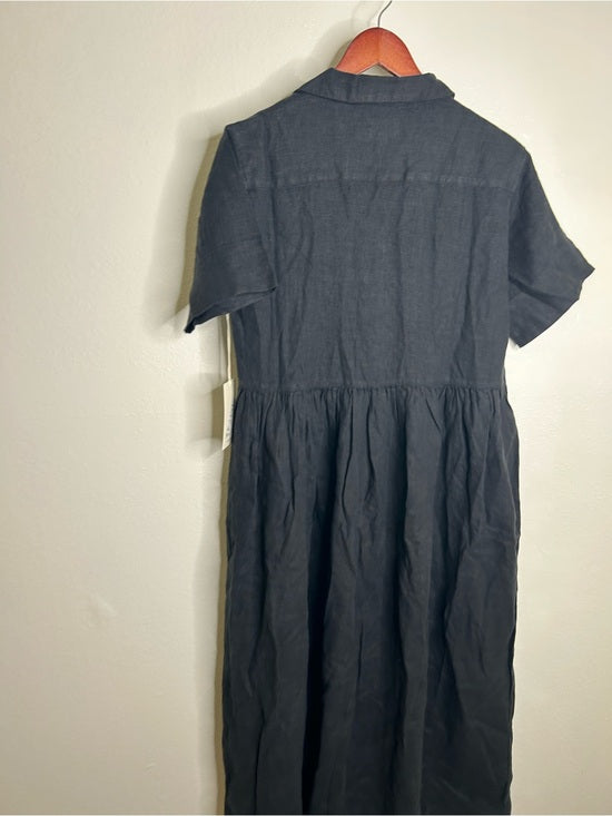 MATE The Label 100% Organic Linen Shirt Dress in Jet Black