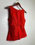 Madewell 100% Linen Cinched Boatneck Sleeveless Top in Wild Poppy Red