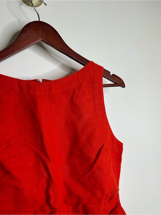 Madewell 100% Linen Cinched Boatneck Sleeveless Top in Wild Poppy Red