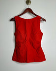 Madewell 100% Linen Cinched Boatneck Sleeveless Top in Wild Poppy Red