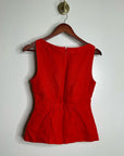 Madewell 100% Linen Cinched Boatneck Sleeveless Top in Wild Poppy Red