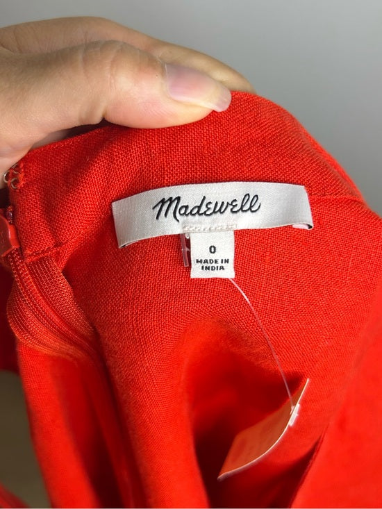 Madewell 100% Linen Cinched Boatneck Sleeveless Top in Wild Poppy Red