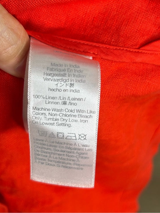 Madewell 100% Linen Cinched Boatneck Sleeveless Top in Wild Poppy Red
