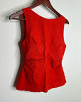 Madewell 100% Linen Cinched Boatneck Sleeveless Top in Wild Poppy Red