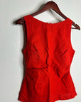 Madewell 100% Linen Cinched Boatneck Sleeveless Top in Wild Poppy Red