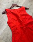 Madewell 100% Linen Cinched Boatneck Sleeveless Top in Wild Poppy Red