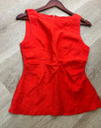 Madewell 100% Linen Cinched Boatneck Sleeveless Top in Wild Poppy Red