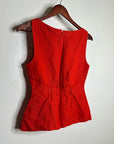 Madewell 100% Linen Cinched Boatneck Sleeveless Top in Wild Poppy Red