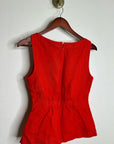 Madewell 100% Linen Cinched Boatneck Sleeveless Top in Wild Poppy Red