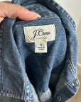J. Crew 100% Cotton Denim Pearl Snap Button Down Collared Long Sleeve Top
