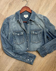 J. Crew 100% Cotton Denim Pearl Snap Button Down Collared Long Sleeve Top