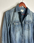 J. Crew 100% Cotton Denim Pearl Snap Button Down Collared Long Sleeve Top