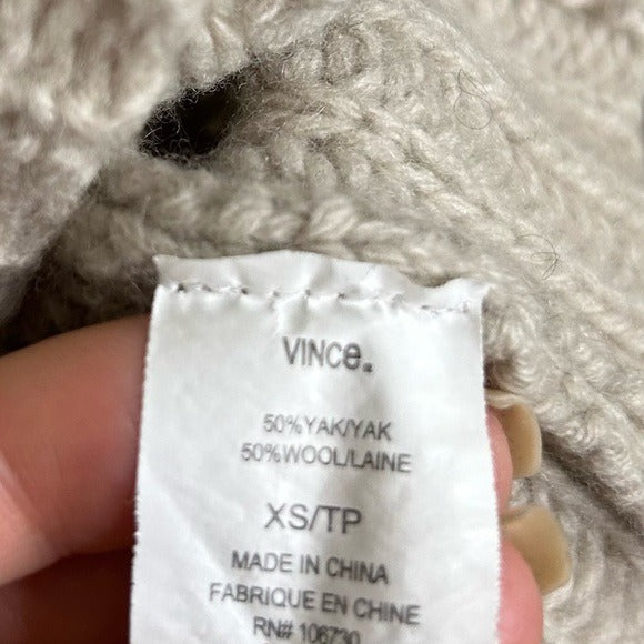 VINCE Wool Yak Textured Knit Neutral Sweater