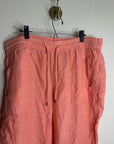 Athleta 100% Linen Wide Leg Drawstring Pant in Bright Coral