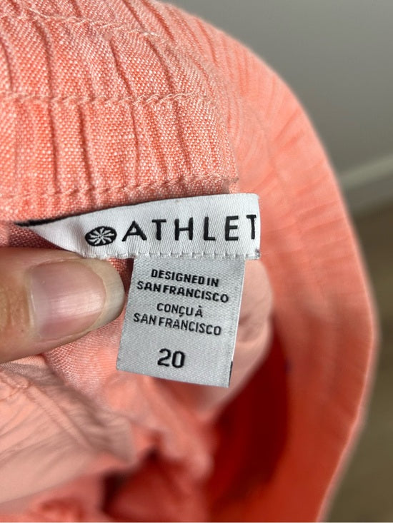 Athleta 100% Linen Wide Leg Drawstring Pant in Bright Coral