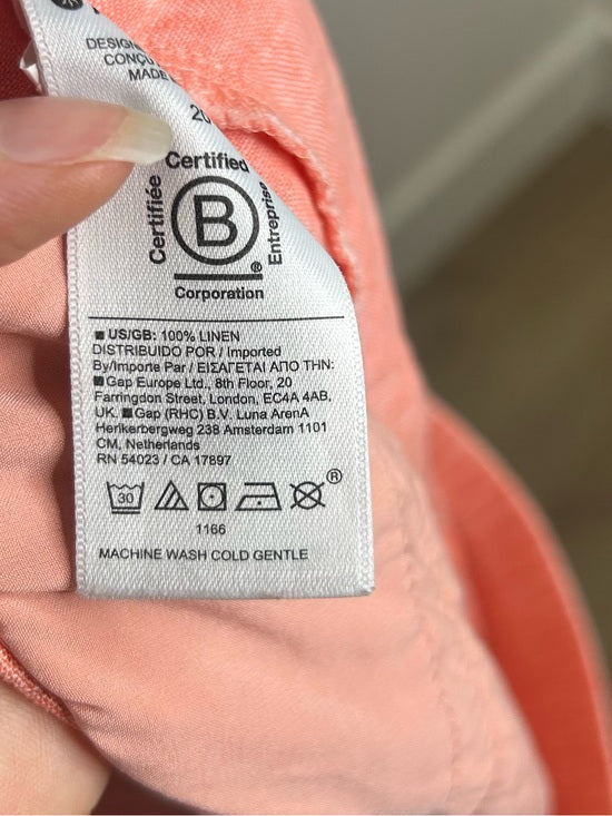 Athleta 100% Linen Wide Leg Drawstring Pant in Bright Coral
