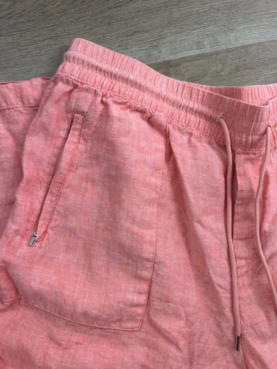 Athleta 100% Linen Wide Leg Drawstring Pant in Bright Coral