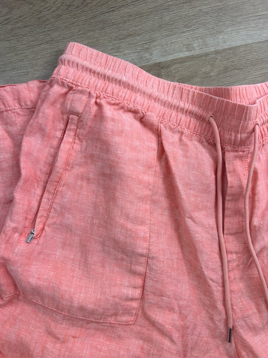 Athleta 100% Linen Wide Leg Drawstring Pant in Bright Coral