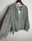 Nation LA 100% Cotton Floral Sage Green Button Down Lightweight Blouse