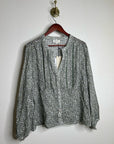 Nation LA 100% Cotton Floral Sage Green Button Down Lightweight Blouse