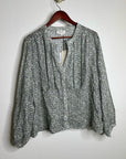 Nation LA 100% Cotton Floral Sage Green Button Down Lightweight Blouse