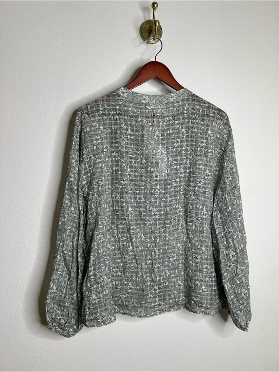Nation LTD Nation LA 100% Cotton Floral Sage Green Button Down Lightweight Blouse - Cotton