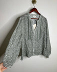 Nation LA 100% Cotton Floral Sage Green Button Down Lightweight Blouse