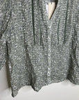 Nation LA 100% Cotton Floral Sage Green Button Down Lightweight Blouse