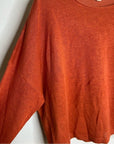 Eileen Fisher 100% Organic Linen Knit Pullover Slouchy Sweater Top Rust Orange