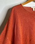 Eileen Fisher 100% Organic Linen Knit Pullover Slouchy Sweater Top Rust Orange