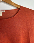 Eileen Fisher 100% Organic Linen Knit Pullover Slouchy Sweater Top Rust Orange