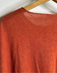Eileen Fisher 100% Organic Linen Knit Pullover Slouchy Sweater Top Rust Orange