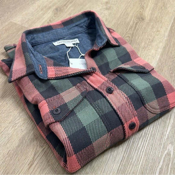 Outerknown Outerknown 100% Organic Cotton Coral Blue Check Blanket Shirt Button Down - Cotton