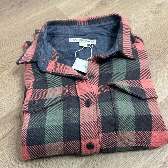 Outerknown Outerknown 100% Organic Cotton Coral Blue Check Blanket Shirt Button Down - Cotton