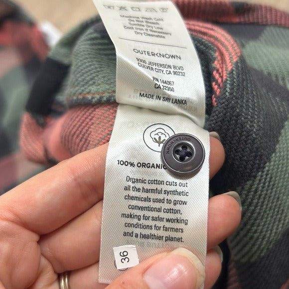 Outerknown 100% Organic Cotton Coral Blue Check Blanket Shirt Button Down