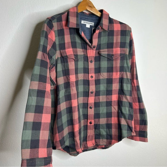 Outerknown Outerknown 100% Organic Cotton Coral Blue Check Blanket Shirt Button Down - Cotton