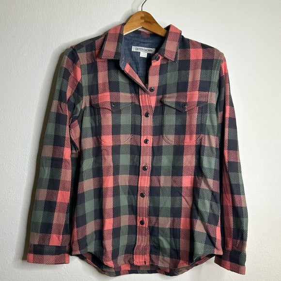 Outerknown Outerknown 100% Organic Cotton Coral Blue Check Blanket Shirt Button Down - Cotton