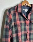 Outerknown 100% Organic Cotton Coral Blue Check Blanket Shirt Button Down