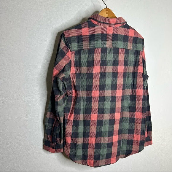 Outerknown 100% Organic Cotton Coral Blue Check Blanket Shirt Button Down