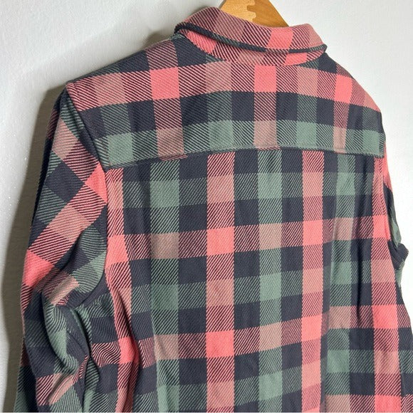Outerknown 100% Organic Cotton Coral Blue Check Blanket Shirt Button Down