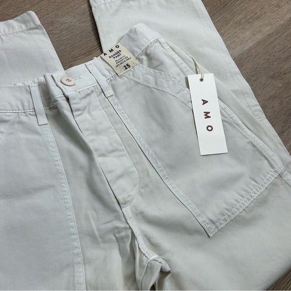 AMO AMO 100% Cotton Ranger Relaxed Fit Straight Leg Pant in Vintage White - Cotton