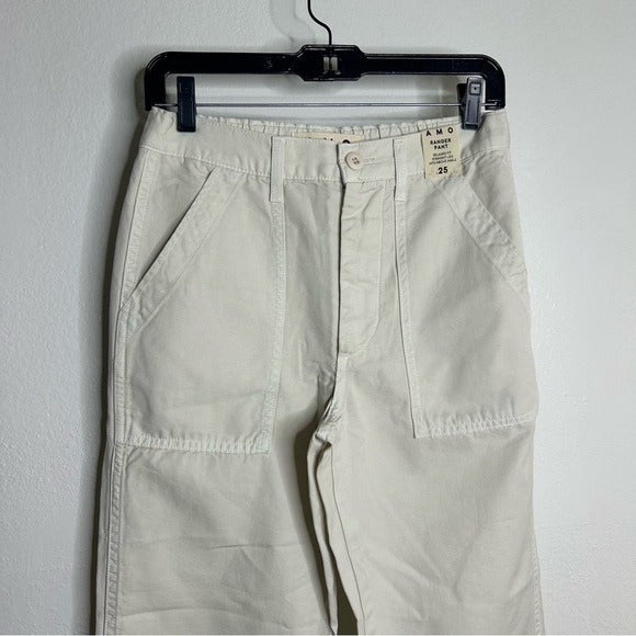 AMO 100% Cotton Ranger Relaxed Fit Straight Leg Pant in Vintage White
