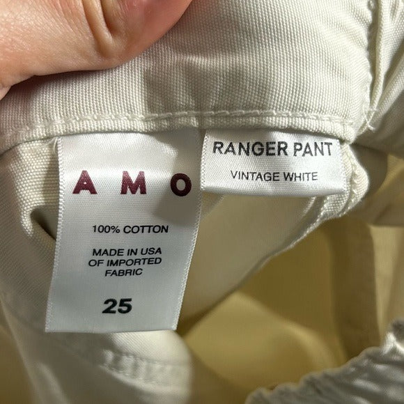 AMO 100% Cotton Ranger Relaxed Fit Straight Leg Pant in Vintage White