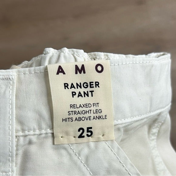 AMO 100% Cotton Ranger Relaxed Fit Straight Leg Pant in Vintage White