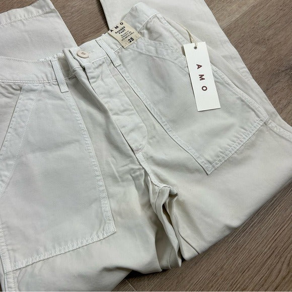 AMO AMO 100% Cotton Ranger Relaxed Fit Straight Leg Pant in Vintage White - Cotton