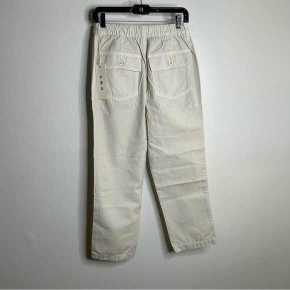AMO 100% Cotton Ranger Relaxed Fit Straight Leg Pant in Vintage White