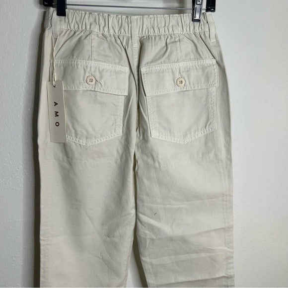 AMO 100% Cotton Ranger Relaxed Fit Straight Leg Pant in Vintage White